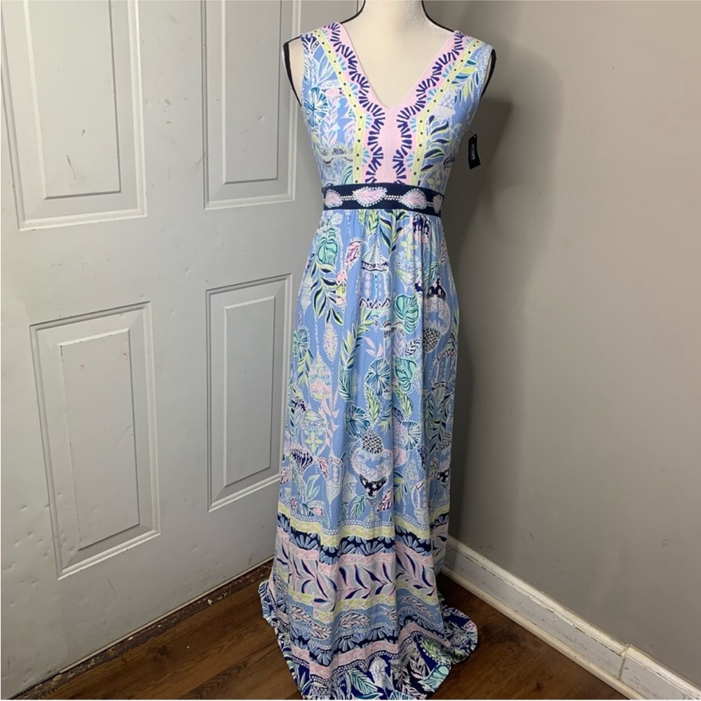 Lilly Pulitzer Mckinley blue peri lapis lantern sleeveless maxi dress size 2